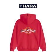 [ส่งฟรี] Hara ฮาร่า ของแท้ เสื้อกันหนาวฮู้ดดี้ สกรีนลายMexican style สีแดง ซิปหน้า ผ้ายืด รุ่น MMTL-003429