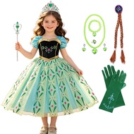 Anna Costume Kids Birthday Party Short Sleeve Fantasy Luxury Princess Dress