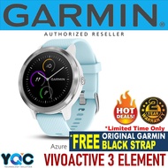 watch Garmin Vivoactive 3 Element [Garmin M'sia Warranty] GPS Smart Watch Running/Cycling Azure [Free Original Strap]
