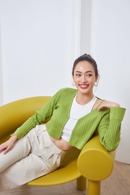 เสื้อไหมพรมคาดิแกน WM Charm Knitted Cardigan Green Lizard