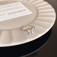 Zircon ring can be opened to adjust the size of many sizes, sparkling bow style - J777