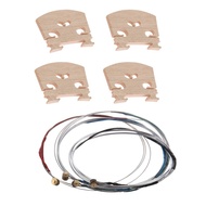 2 Set Of Violin Parts: 1 Set Of 4/4 Violin Bowstring Strings (GDAE) & 1 Set Of Violin-Bridge-5Pc-4/4
