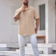 เสื้อเชิ้ตแขนสั้นลำลองทอ, เสื้อเชิ้ต Mocha Mousse ไซส์ใหญ่สำหรับผู้ชาย