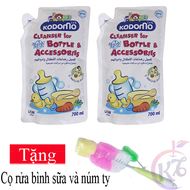Combo 2 bịch Nước rửa bình sữa Kodomo gói 700ml Thái Lan Tặng 1 cọ rửa bình sữa và núm ty màu ngẫu n