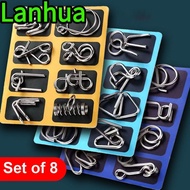 LANHUA Set of 8pcs Metal Wire Puzzle, Disassembly Assembly IQ Test Iron Link Unlock Interlock Game, 
