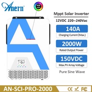 Anern 12V/24V Hybrid Solar Inverter 2kw/3.2kw Hybrid Inverter off Grid with RGB Light Max PV Input 1