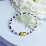 純金 9999 黃金 貔貅 水晶 設計款 藍月光石 紫晶手串 手珠 手鏈