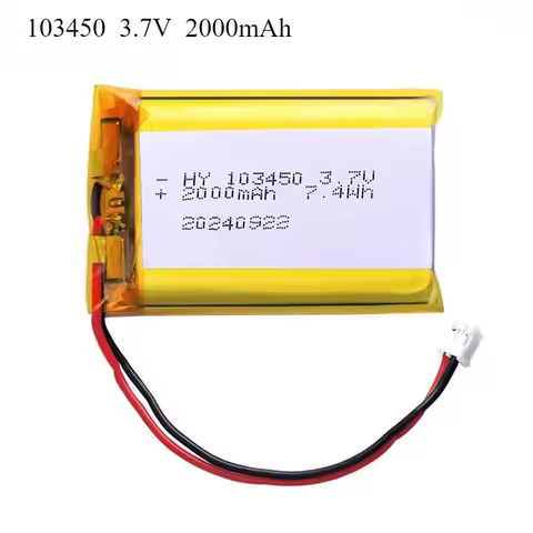 103450 3.7V 2000mAh Polymer Lithium Rechargeable Battery PH 2.0mm 2pin plug for Camera GPS navigator