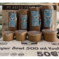 (25pcs) brown craft paper bowl + lid 360ml, 500ml, 650ml, 800ml thick, heat resistant, leak-proof