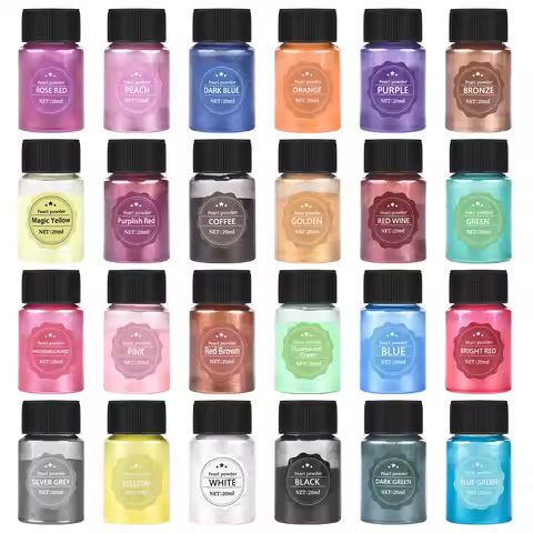 Mica Powder 24 Colors 10g Mirror Natural Mica Pearl Powder Dye Epoxy Resin Candle DIY Jewelry Making