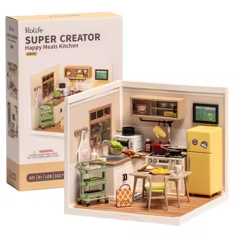 Robotime Rolife 3D Puzzle Model Super Store Series Happy Meals Kitchen Plastic DIY Miniature House K