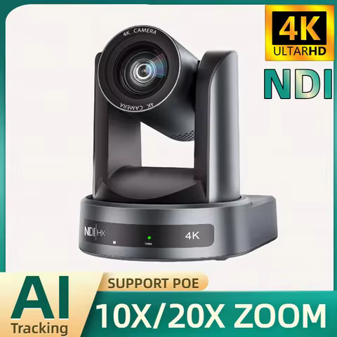 4K/1080P NDI PTZ Camera 10X/20X Optical Zoom AI Tracking HDMI/SDI/USB/IP POE Live Streaming for Chur