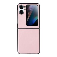 全城熱賣 - 適用於 OPPO Find N2 Flip 牛皮紋PU皮手機殼（粉色）