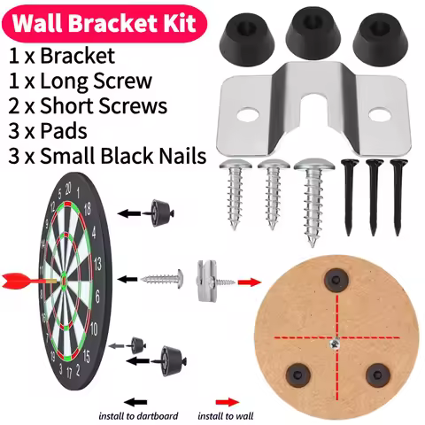 1 Set Dartboard Hanger with Pads and Screws Dart Board Hanger Bracket Dart Board Mounting Hardware f