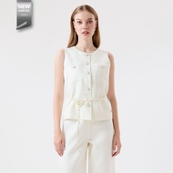 ESPADA เสื้อเบลาส์แขนกุด ผ้าทวีต ผู้หญิง สีไอเวอรี่ | Tweed Sleeveless Blouse | 04874