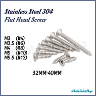 [20PCS] M3 M3.5 M4 M5 M5.5 CSK Self Tapping Screw 304 Stainless Steel Flat Head Screw [32mm-40mm] 不锈钢 十字平头自攻小螺丝