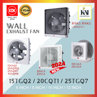 KDK Wall Exhaust Fan 15AAQ/ 20AQM / 25AQM / 30AQM / RAKU RAKU 25AUFA / 20ALA / 25ALA 8" / 10" / 12" 