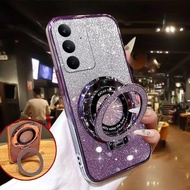 Luxury Plating For Realme C71 C75 C73 Magnetic Stand Holder Glitter Diamond Case For Realme C71 C73 