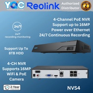 Reolink NVS4 4CH NVR 4CH 16MP/12MP/8MP/5MP PoE/WiFi Camera 24/7Recording(New Version)