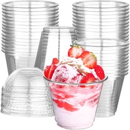 9 oz 50 Count Clear Plastic Cups with Dome Lids, Dessert cups, Fruit Cups with Lids, Transparent Par