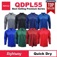 【PREMIUM】 RIGHTWAY Baju Polo Microfiber Long Sleeve Jersey T Shirt Collar Sukan Lengan Panjang Berko