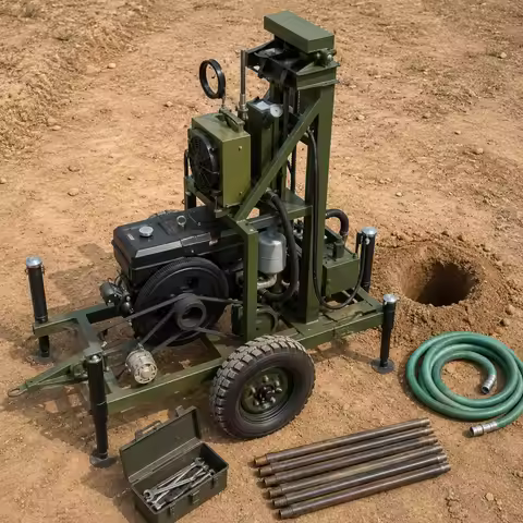 100m 150 Meters Small Portable Water Well Drill Rig Mini Manual Rotary Hydraulic Borehole Drilling R