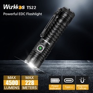 Wurkkos TS22ชาร์จได้21700ไฟฉาย LED XHP70.3 HCRI ประสิทธิภาพสูงสุด4500LM IP68กับชาร์จย้อนกลับสำหรับกา