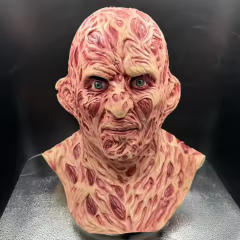 Classic Horror Freddy Krueger Latex Mask, Realistic Burned Face Full Head Mask For Halloween Cosplay