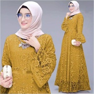 Maxi Yunita Full Brokat Bahan Brokat Tulang Premium Ukuran JUMBO Gamis Brokat Yunita terbaru 2022