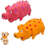 Andiker 2PC Dog Squeaky Toys, 8" Latex Dogs Chew Toy with Oinks Sound Grunting Pig Dog Toy for Denta