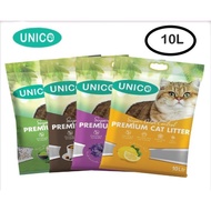 Unico Bentonite Cat Litter 10L/7KG with Easy To Carry Handle - Green Tea/Lemon/Lavender/Apple/Coffee