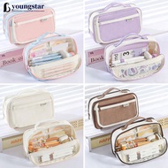 YOUNGSTAR Transparent Magnetic Standable Pencil Case Large Capacity Stationery Bag Ins Style High Va
