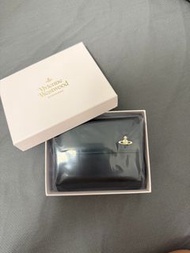 全新禮盒裝未拆 Vivienne Westwood 西太后 小logo黑色口金錢短夾包 小羊皮