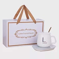 【EZlife】USB重力感應陶瓷保溫杯墊禮盒組 優雅白