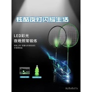 Selling🔥Luminous Badminton Racket Set Genuine Durable Single Double Racket Ultra Light Badminton Racket Double Shot Lumi