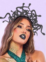 Yean Medusa Snake Headband Black Snakes Costume Headpiece Halloween Cosplay Headdress Gothic Head we