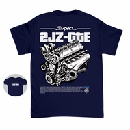 Sakazuki Mens T-Shirt Toyota Supra MK4 2JZ-GTE Mesin Otomotif T-Shirt kapas