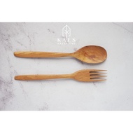 KAYU Tikk Teak Wood Cutlery Set / Wooden Cutlery / Wooden Spoon Fork