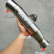 STAINLESS OPEN PIPE  AUN DAENG 51 MM TUBE TYPE BLUE TIP UNIVERSAL EXHAUST MUFFLER CANISTER ONLY