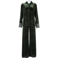 Annebra ชุดนอน ผ้ากำมะหยี่ เสื้อคอปก แขนยาว กระดุมหน้า กับ กางเกงขายาว ขอบเอวยางยืด Velvet Pajama Se