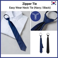 Zipper Tie – Easy Wear Neck Tie (Navy / Black) neck tie/easy tie/men’s tie/school uniform tie/office