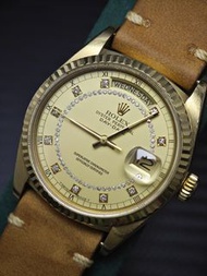 勞力士Rolex Daydate檸檬黃String Diamond串鑽K金面 18038