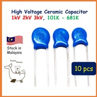 10PCS 1kV 2kV 3kV Ceramic Capacitor Kapasitor Seramik 101 102 103 104 152 221 222 223 331 332 471 47