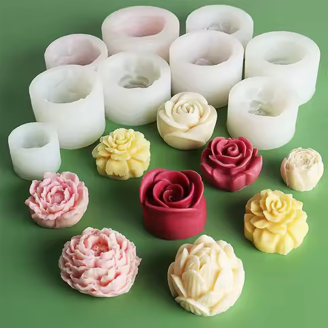 3D Rose Peony Flower Silicone Candle Mold Handmade Soap Making Epoxy Gypsum Form Artware DIY Chocola