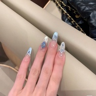 Manicure Fujia Daughter Heavy Industry Sapphire Cat's Eye Wearing Nails Extravagant Exquisite Diamon