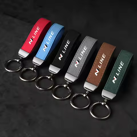1PC Car Styling Zinc Alloy Keyring Suede Leather Keychain For Hyundai N Line Elantra Kona i10 i20 i3