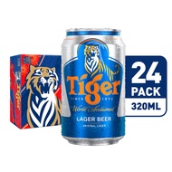 Tiger Lager Beer Can 320ml (Festive Pack) [Bundle of 24]