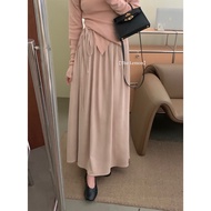 Now Umbrella Skirt a-Line Suede Long Pink Texture Giant Gentle Girl 3679 lemon] Morning Clothes >