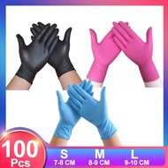 100PCS Examination GLOVES  Vinyl Nitrile  disposable gloves Blue Black White Pink