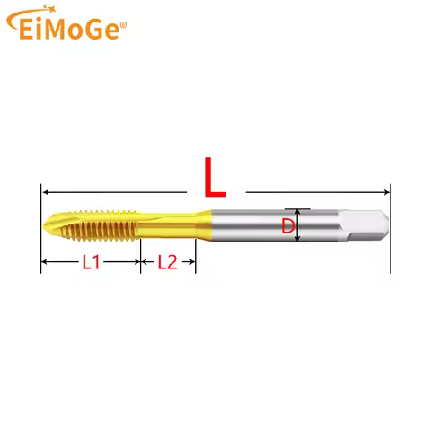 EiMoGe HSSE Metric Spiral Pointed Taps with Tin Coated M7 M8 M9 M10 M11 M12 M14X1 2 1.25 0.75 0.5S c